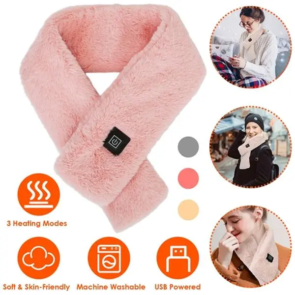 Modern Solid Heated Scarf for Daily Adventure - USB-Powered Soft Fiber Neck Warmer with 3 Heat Settings, Machine Washable for Outdoor Sports, Unisex Names, Rechargeable, Synthetic, Female, Adults, Outdoor Wear, Neck Pad, 26Cm/10.23 Inches