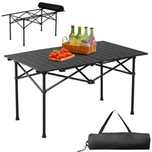 Karlhome Folding Camping Table Portable Picnic Table, Lightweight Roll up Side Table Outdoor Camp Table for Travel Hiking Backyard BBQ Party