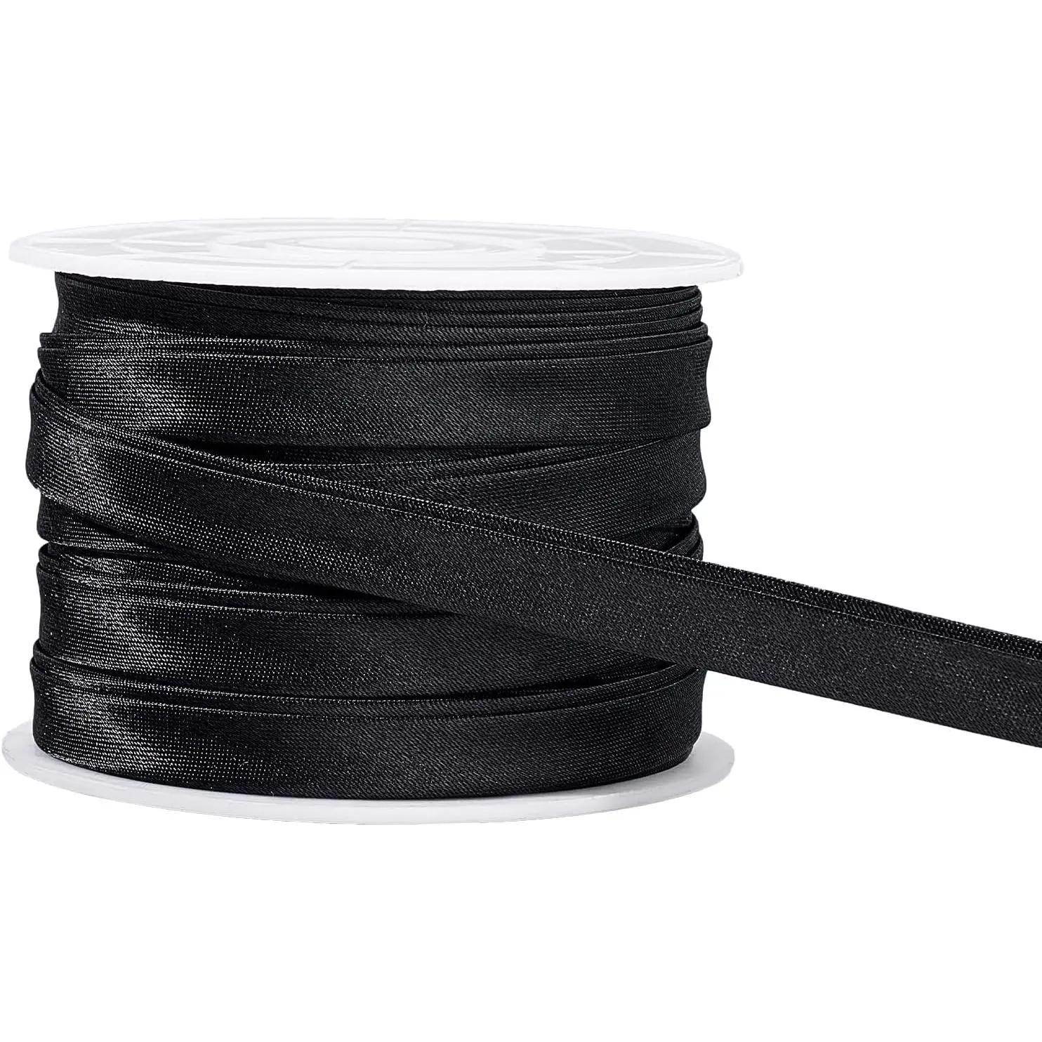 13.5 Yard Satin Bias Tape 3/8 Inch Double Fold Satin Binding Bias Ribbon for Cheongsam Decoration, Clothing Seaming Piping, Black
