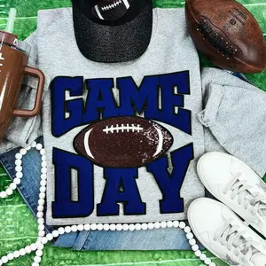Royal Chenille Game Day with Sequin Football Patch