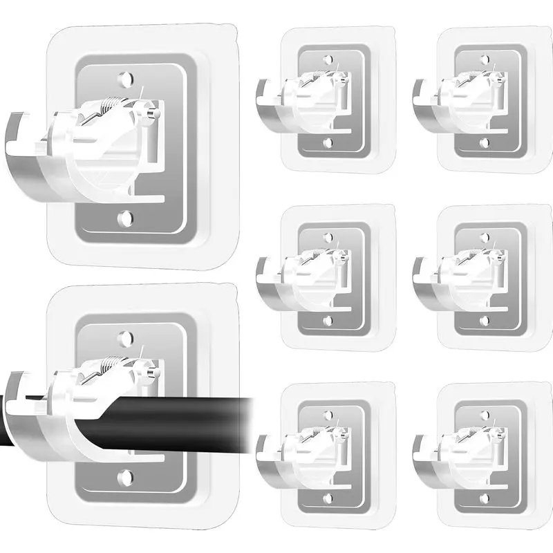 Self No Rod Holder Brackets| Nail Free,No Drilling,Non Screw,Stick on Renter Friendly Hanger for Home and Hotel,Transparent,8PCS