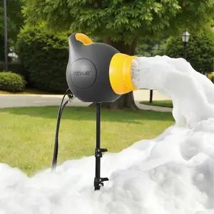 VEVOR Foam Machine, 115 W Party Foam Cannon, Portable Foam Maker with a Tripod Stand, Powerful Foam Party Machine, for Backyard, Pool, Outdoor Events, Birthdays, Celebrations and Party, Grey & Yellow