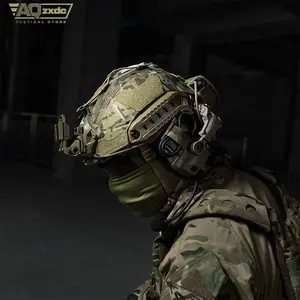 AQzxdc Tactical Accessories Helmet Cover Camo Helmet Cloth W/ Pouch with NVG Battery Pouch Hunting Hybrid Mesh Cover