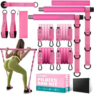 Pilates Bar Kit with Resistance Bands -  3-Section Kit for Women & Men, Includes Adjustable Resistance Bands for Pilates Workouts