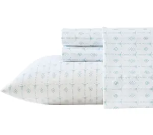 Wrangler Steer Head Stripe White/Blue TwinXL Sheet Set