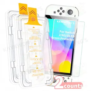 KAYKWONG'S 2-Pack High-Definition Tempered Glass Screen Protector for Nintendo Switch Series, 9H Hardness Anti-Scratch Transparent Film, One-click Dust-Free Installation