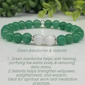 Natural Aventurine and Selenite Semi-Finished Beads - Unisex Exquisite and Unique Adults' Natural Crystal Jewelry Bracelet Components