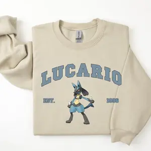 Lucario T-Shirt, Sweatshirt, Hoodie, Pkm Characters Shirt, Anime Shirt, Unisex Sweater Pullover Tee, Gift for Anime Lovers