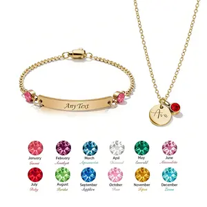 1 set of customized necklace bracelet set with birthstone, customized name, personalized simple name necklace bracelet set, birthday gift for her, is the perfect gift for mother/sisters/bridesmaid/aunt/girlfriend, Mother's Day