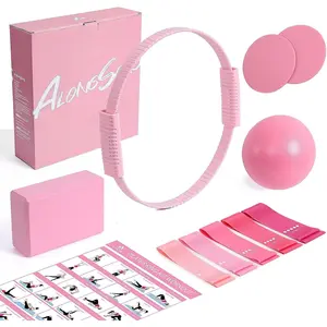 Pilates Kit for Women, 13.7in  Pilates Ring with 5 Resistance Bands, 1 Pilates Ball, 1 Pilates Block, 2 Core Sliders, Video Guide for Full   Workouts