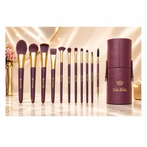 Royal Violet Makeup Brush Set with Oral Care Toothbrush for Daily Use