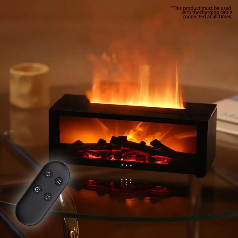 Simulation Fireplace Humidifier, 1 Count USB Powered Flame Diffuser Air Humidifier with Timer, Waterless Auto-Off Humidifier for Home Room Office, Home Desktop Humidifier, USB Humidifier Machine, Diffusers Humidifiers