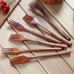 6 Pack Wooden Forks, findTop 9 Inch Long Handle Reusable Japanese Style Handmade Kitchen Utensil Wood Forks for Pasta, Fruit, Salad, Noodles