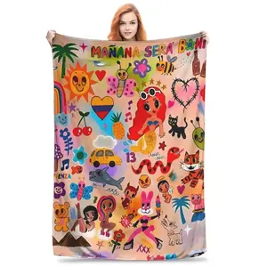 Manana Sera Bonito Style Flannel Blanket Ultra Soft Plush Throw Latin Pop Music Art Aesthetic Living Room Decor Bed Sofa Cover Gift for Kids Adults