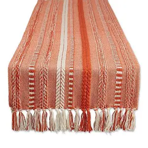 Design Imports 15" x 72" Braided Stripe Fringed Table Runner