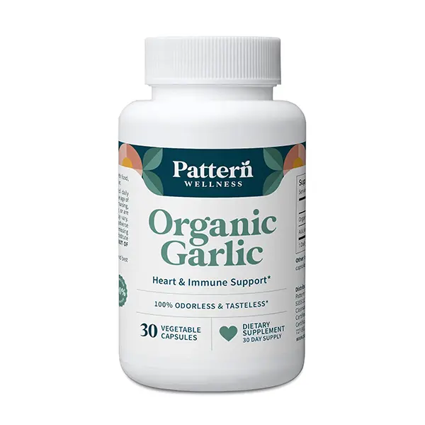 Odorless Organic Garlic Extract 20:1 with Allicin, Garlic Supplement for Circulatory, Heart & Immune Health Support, Non-GMO, Gluten-Free, Vegan, 30 Capsules