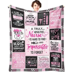 Nurse Life & Superpower Inspirational Quotes Patchwork Fleece Blanket,Nurse Gifts for Women Throw Blanket,Nurse Appreciation/Week/Day Gift,Graduation/Birthday Present for Nursing Student, Nurses Practitioner, RN Nurses, LPN