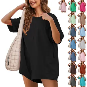 TAQCUX One Piece Rompers for Women Oversized T Shirt Romper Trendy Loose Jumpsuits Overalls tshirt