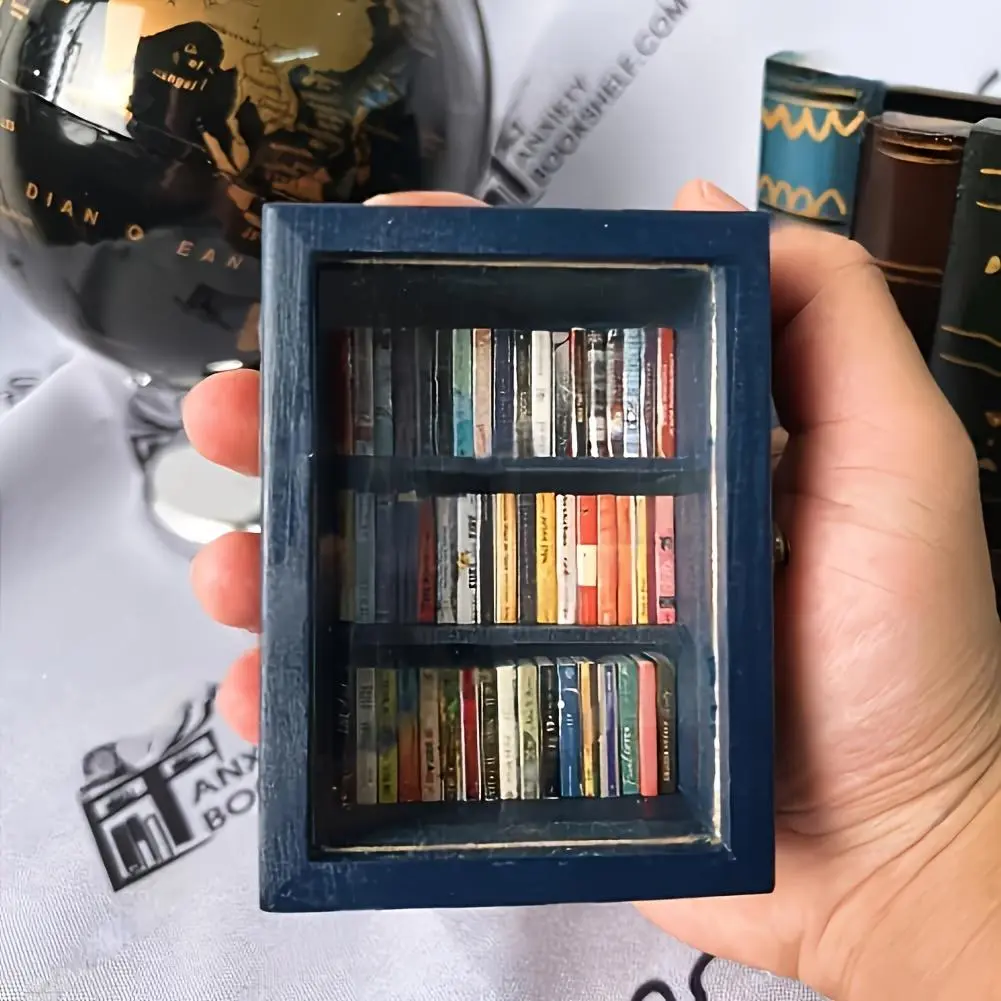 Wooden Book Storage Box, 1 Count Creative Miniature Bookshelf, Book Stand, Book Storage Box Decor, Desktop Decorative Ornament for Home Office