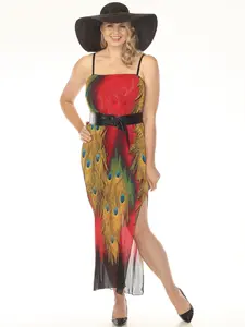 Peacock Red Sundress Plaided Dress for Women's