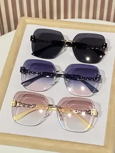 Chain Decor Sunglasses, Trendy Casual Sunglasses for Everyday Use, Fashion Accessories for Outdoor Activities, Stylish Glasses