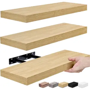 Sorbus Wall-Mounted Floating Shelves, Set of 3, Maple Wood for Bathroom, Kitchen, Bedroom, and Living Room Storage, Ideal for Over Toilet and Home Decor Sorbus