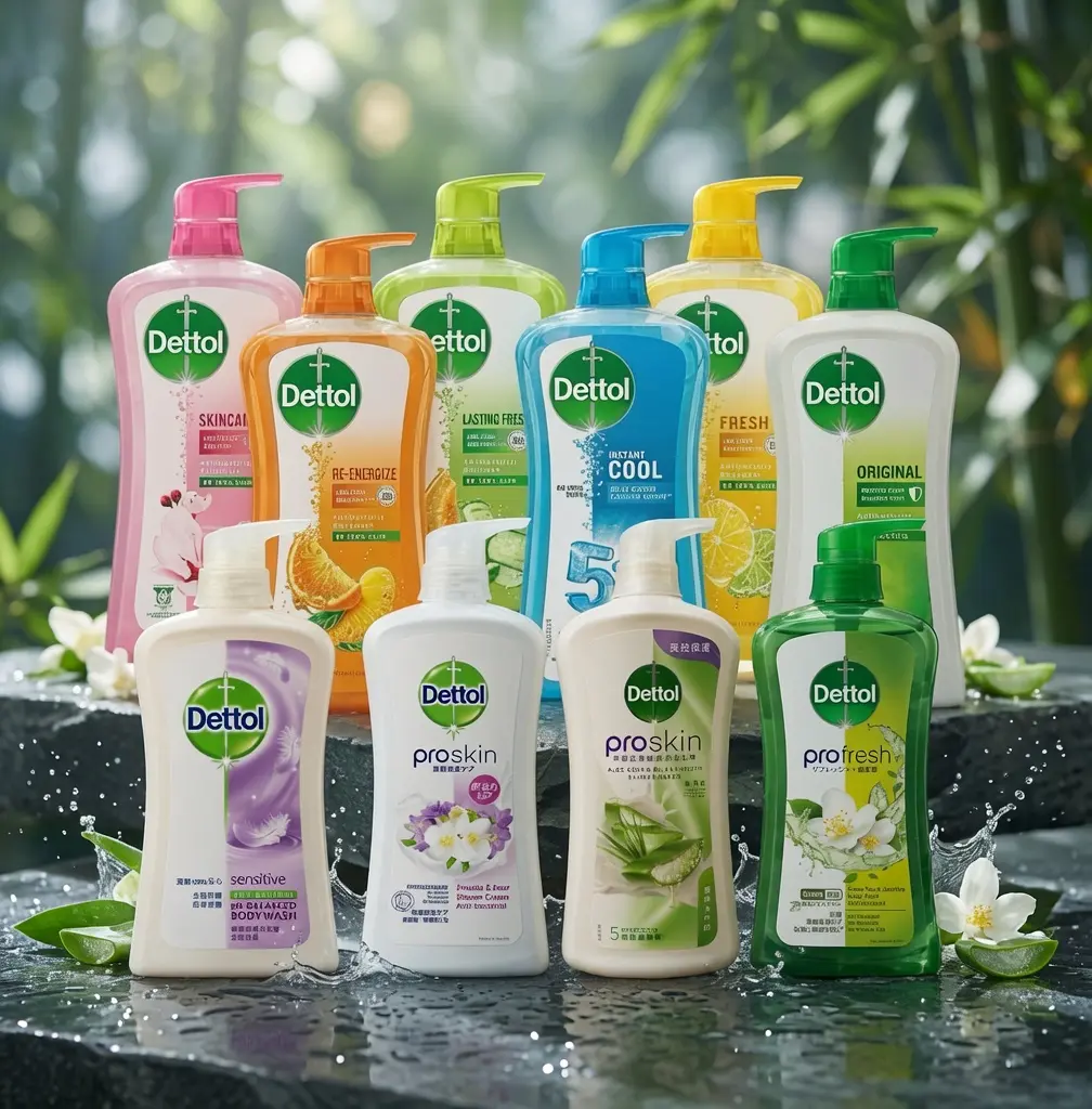 Dettol Antibacterial Body Care Set with 900 ml Original Body Wash and 4 Bar Soaps, Lasting Freshness, Cleanser