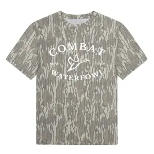 Combat Waterfowl Camo White T-Shirt - Original Bottomland Washed Out Mossy Oak Camo Cotton T Shirt, Men’s Camo Hunting Tee, Mossy Oak Washed Bottomland Mallard Tee, Hunting Shirt, Hunting Season Shirt