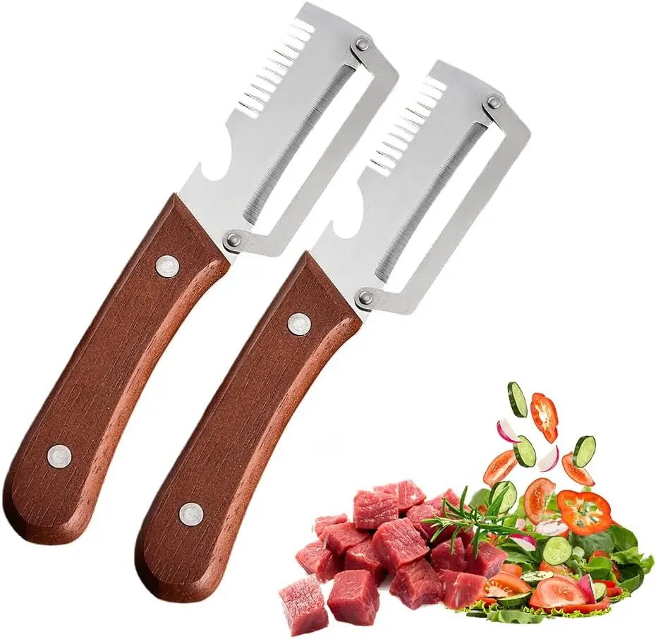 2026 Upgrade Vegetable Peeler With Wooden Handle, Stainless Steel Wide Blade Potato and Carrot Peeler, 3-in-1 Veggie Peeler With Scallion Shredder and Bottle Opener for Kitchen, Camping and Travel