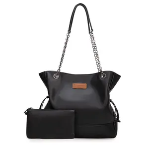 Wrangler 2PCs Set Tote Bag for Women with Magnetic Closure and Double Chain