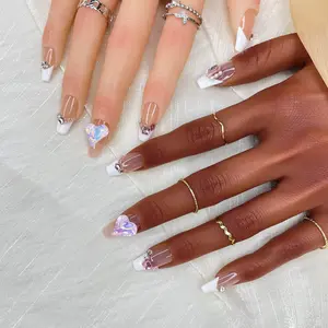 GGddsha Press on Nails Short, No Fade Out Fake Nails Seamless Fit Soft Gel Glue on Nails Charms for Women Handmade Nail Art Manicure Gradient