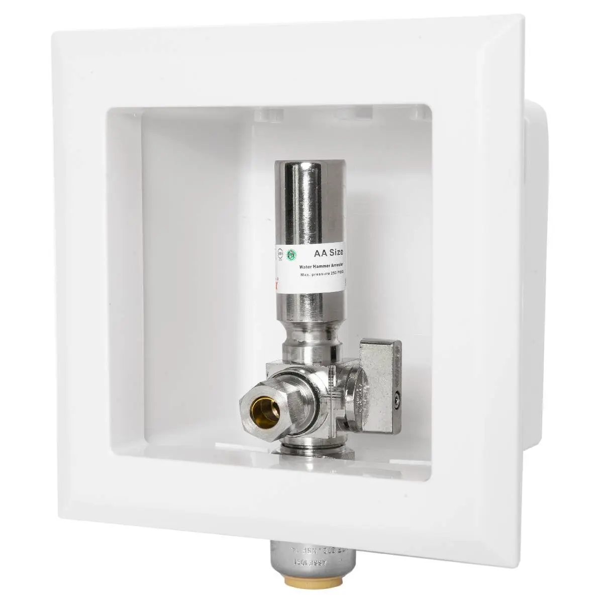 1/2" Push Fit Inlet, Dishwasher Outlet Box, with Copper Water Hammer Arrestor