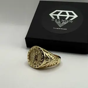 G & L Jewelry Gold Centenario Ring Gold Plated Classic Design Size 11