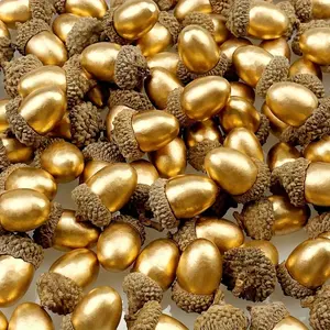 20-Pack Artificial Golden Acorns, Rustic Home & Kitchen Decor, Festive Christmas & Autumn Tabletop Ornaments, Plastic