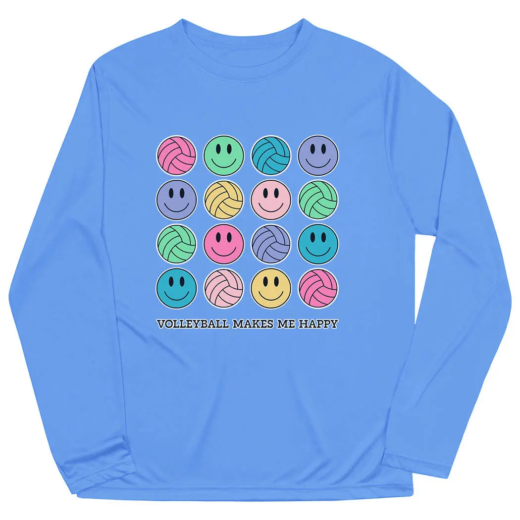 Polyester Lively Volleyball Graphic Long Sleeve Performance T-Shirt - Relaxed Fit, Loose-Fitting, Moisture-Wick Top for Any Volleyball Enthusiast
