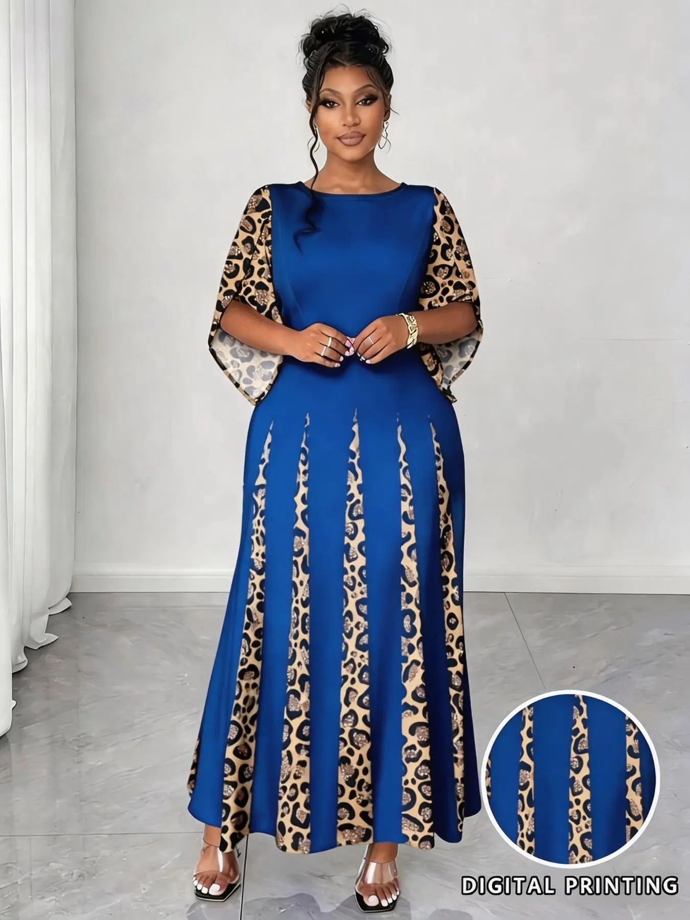 Elegant Leopard Print Maxi Dress, Plus Size Fashionable Long Sleeve Gown,  Comfortable & Stylish Women's Clothing Womenswear - TikTok Shop