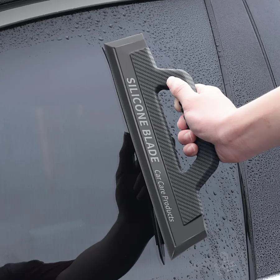 1pc JUEMEL Silicone Hand-Held Window Squeegee Scraper - Compact Hand-Held Tool for Window Cleaning, with Bendable Grip, Soft Seamless Design, Removable & Washable for Water Stain Removal, Film Installation