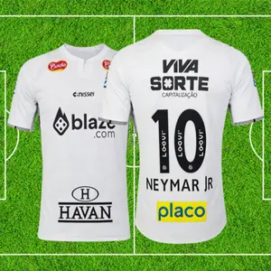 2425 Sao Paulo Championship Santos Home White No 10 Neymar Jr Vintage Soccer Jersey Barclays Premier League