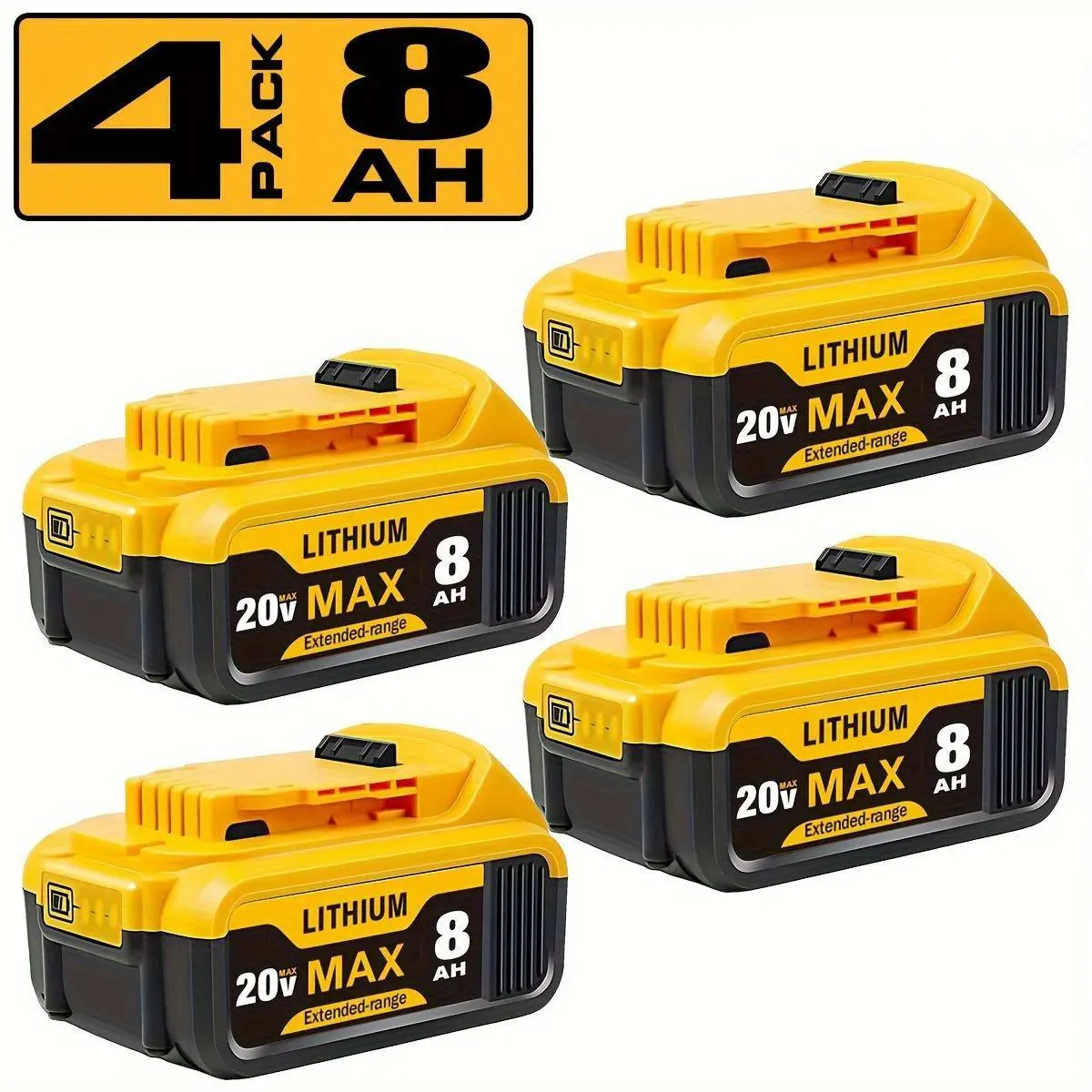 2 Pcs 8000 Mah For Dewalt 20v Batteries  Suitable For Electric Drills, Hair Dryers, Grinders, Car Washers, Etc.! Auto Repair Tools, Gardening Tools, Renovation Tools And Other Tools Of The Same Brand Can Be Used