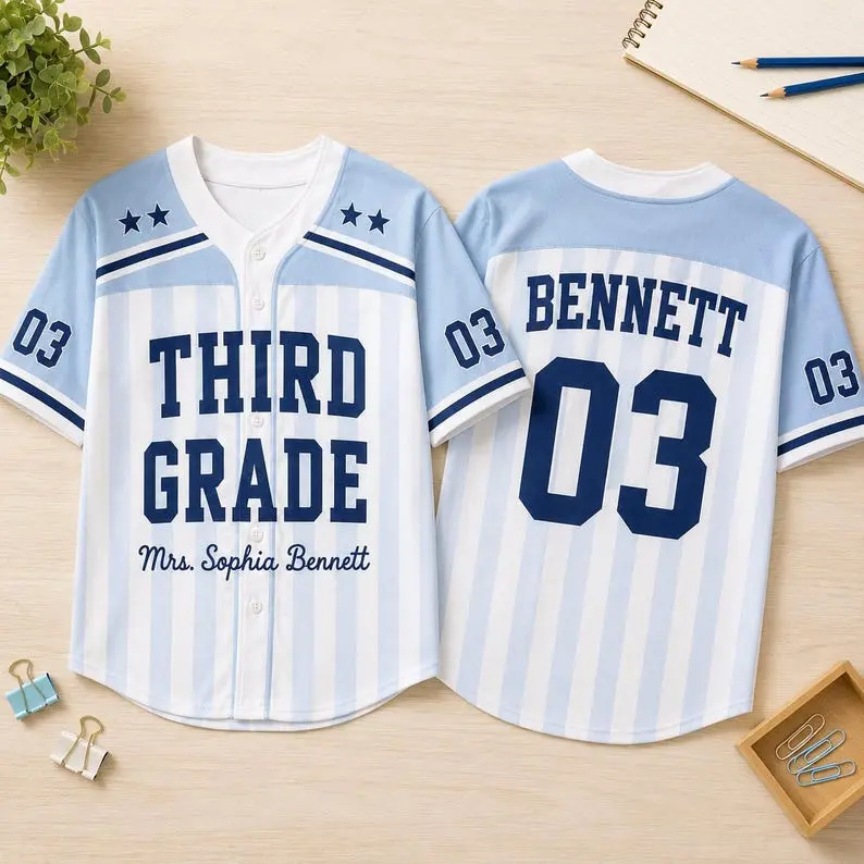 Custom Teacher Baseball Jersey – Name & Number