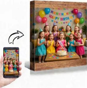 /Kids Birthday Custom Photo Wall Decor, Personalized Family Portrait Art, Aesthetic Room Decoration Sweet Birthday Gift / 18*24 Vertical Layout/