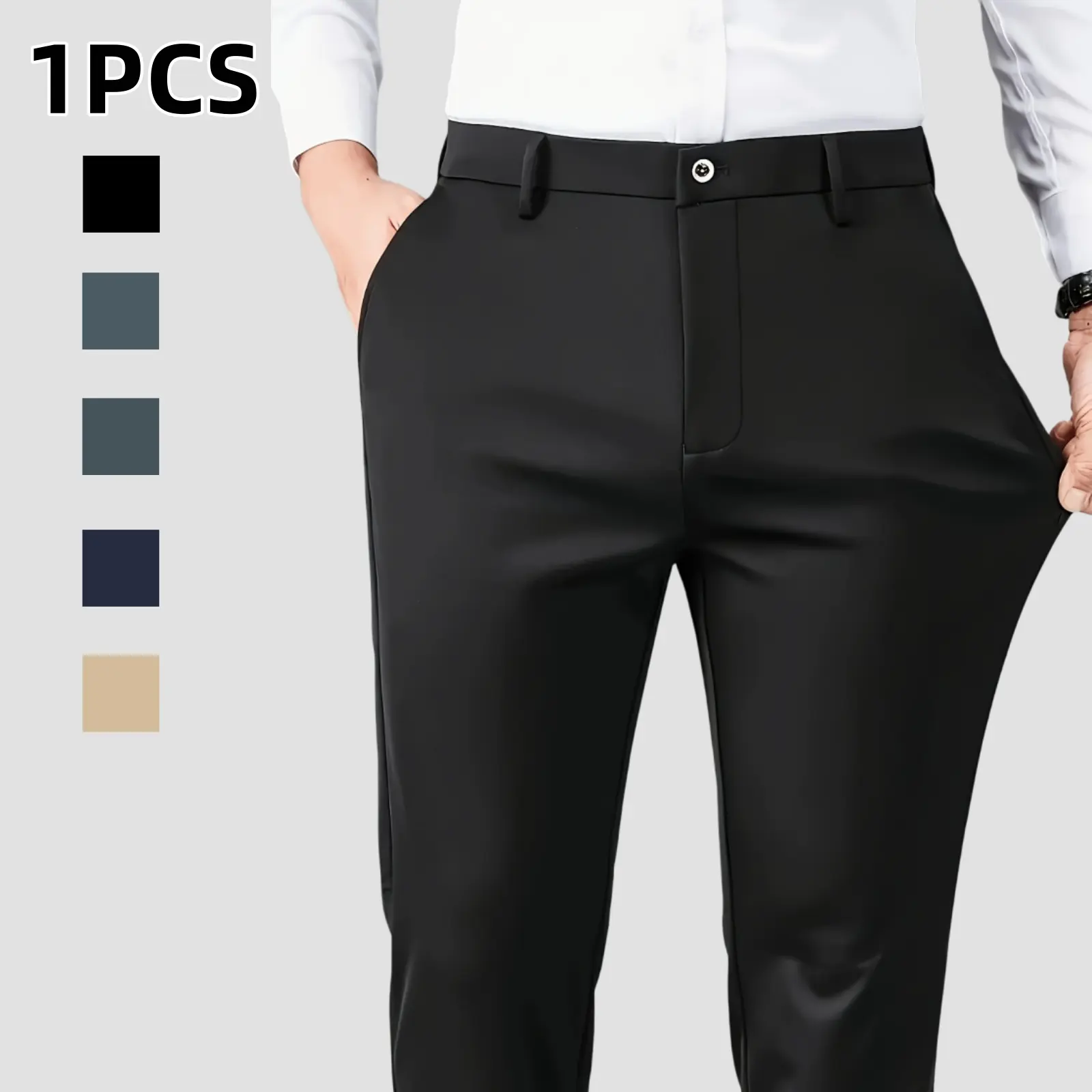 Men's Wrinkle-Free Stretchy Dress Pants, Mid-Rise Straight Fit, 2026 New Arrival, Breathable Stylish, Ideal for Golf, Outdoor, All-Season Masculine Office Commuter Style