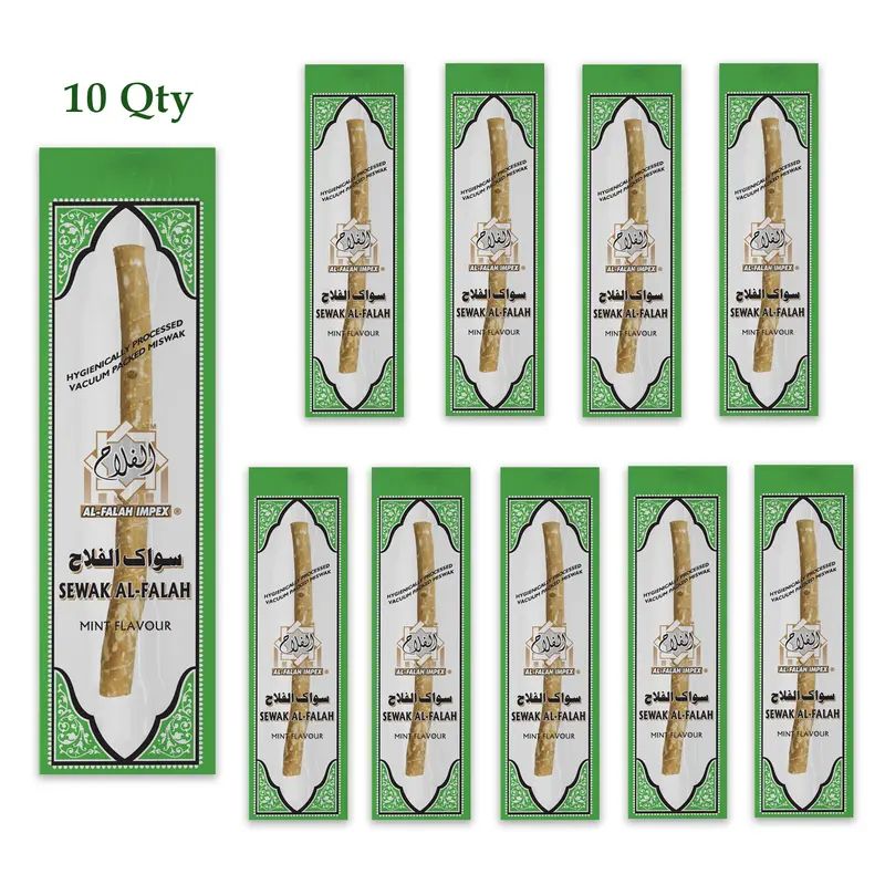 (10 Pack) MINT FLAVOR Sewak Al-Falah Miswak Natural Toothbrush Stick Oral Daily Comfort