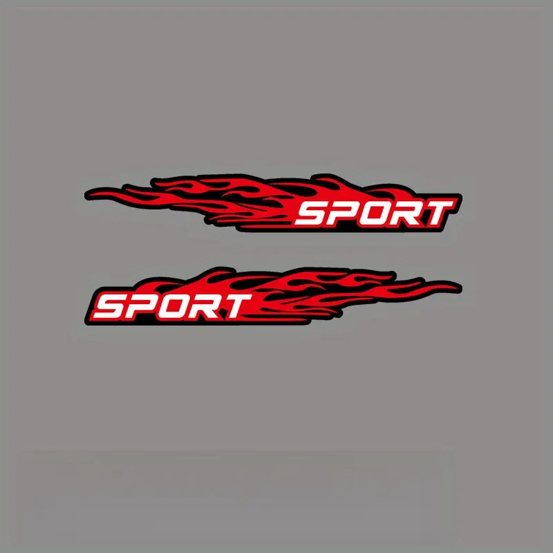 Sports Flame Design Car Stickers - Black and White PVC Scratch Resistant Cover for Rear Windows, Body - Dynamic Appearance Upgrade, Adhesive, Car Decal, Car Decorative Sticker, Car Decoration, Vehicle Decoration, Decal For Cars