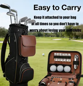Keycent Father's Day. Golf Gift Set | Includes a premium leather carrying case containing a rangefinder, golf balls, a tee, a ball brush, a scorecard, and a repair kit.