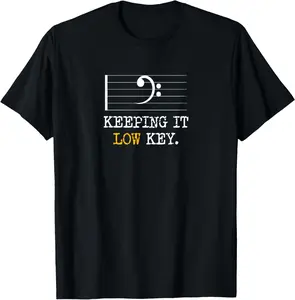 Retro Bass Clef Music Keeping It Low Key Funny Musician T-Shirt Graphic tees