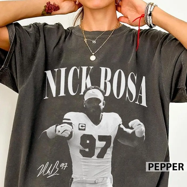 Comfort Colors Nick Bosa Vintage T-Shirt, San Francisco Football Gift T-Shirt, Unisex Gifts For Football Fan