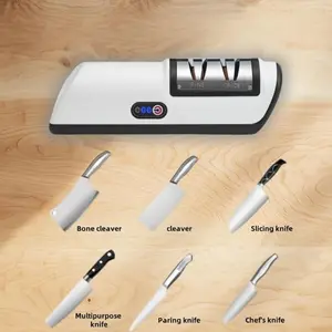 Electric knife sharpener, fully automatic knife sharpener, kitchen knife sharpener, whetstone blade, knife sharpener, sharpening tool, knife sharpener, whetstone device, whetstone device (Color: black)