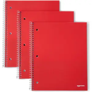 4x4 Graph Ruled Spiral Notebook, Poly Cover, 100 Sheets, 9" x 11", Coral, 3 pack
