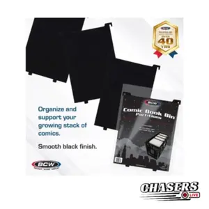 BCW Comic Book Bin Partitions | Designed for BCW Short & Long Comic Book Bins - 3 Partitions Organize  Black Organizing Accessibility